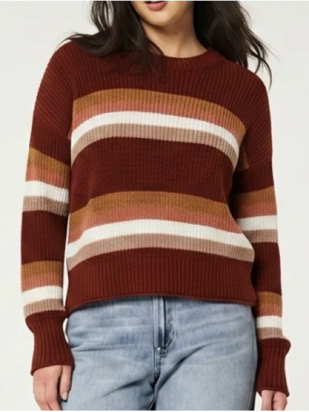 Pink Rose Striped Knit Sweater